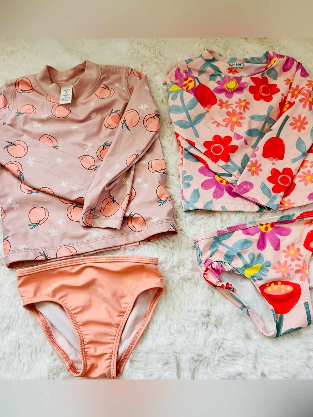 Toddler Girls, 2T, Carter’s long sleeve bikini, Peach print, Floral print